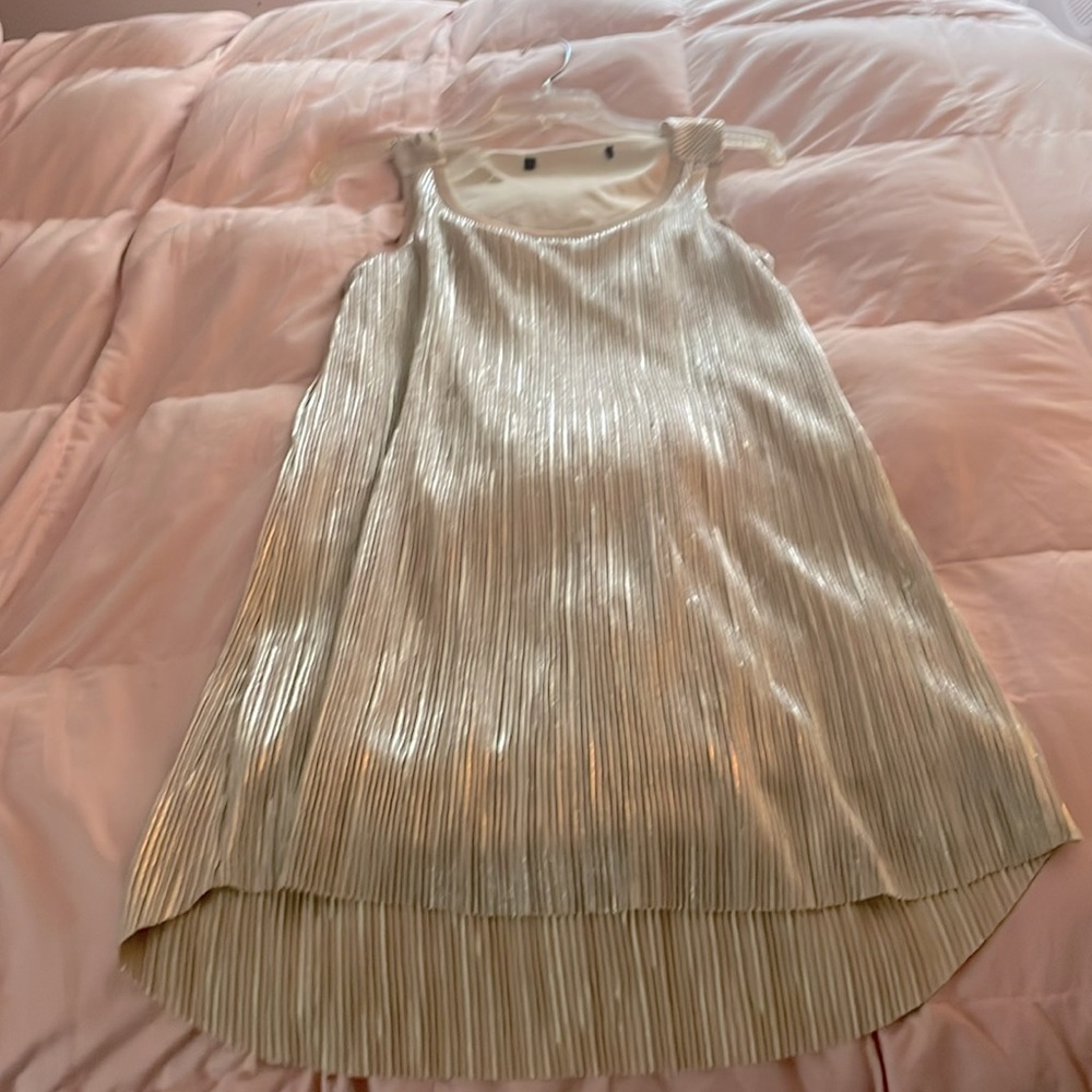 boutique dress, size small, gold shimmer slip dress, never worn.